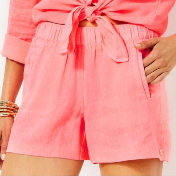NWT Lilly Pulitzer Lilo Linen Short Sunrise Coral Large